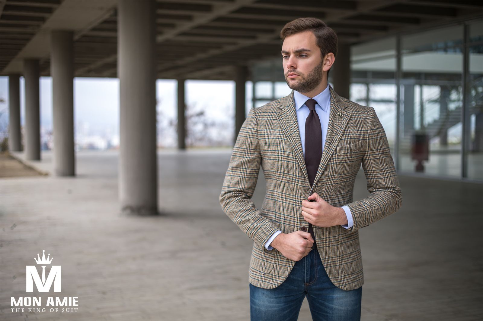 Subtle Plaid Beige Blazer